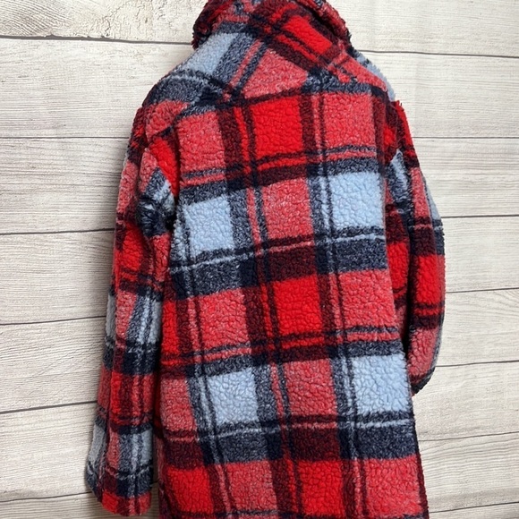Cozy Red and Blue Sherpa Shacket! NWOT! - Picture 4 of 4